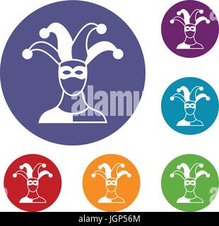 Jester icons set Stock Vector
