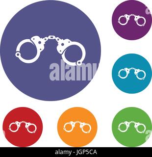 Handcuffs icons set Stock Vector