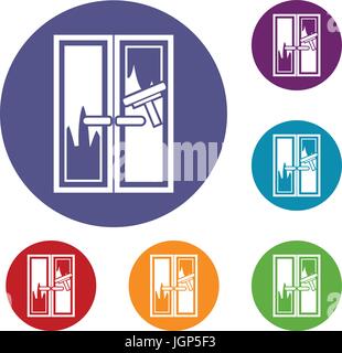 Window cleaning icons set Stock Vector