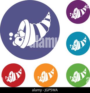Thanksgiving cornucopia icons set Stock Vector