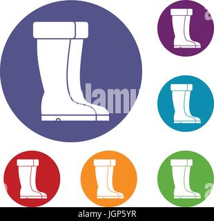 Winter shoes icons set Stock Vector