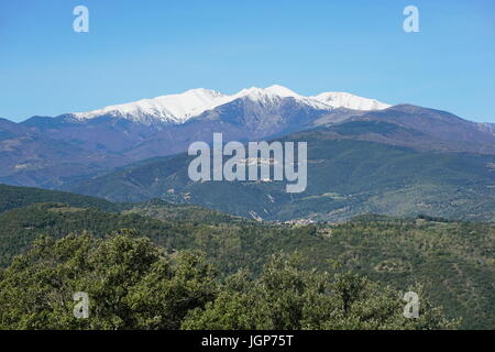 Mountain landscape, the Canigou located in the Pyrenees of southern France, Pyrenees Orientales Stock Photo