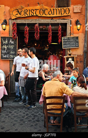 Traditional tavern ('Aristocampo') in Trastevere, Rome, Italy. Stock Photo