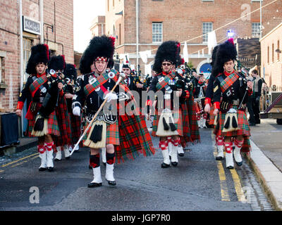 A marching bagpipe band Stock Photo