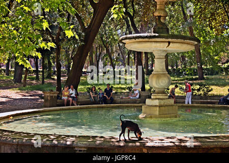 Fountain in Villa Borghese gardens, Rome, Italy. Stock Photo