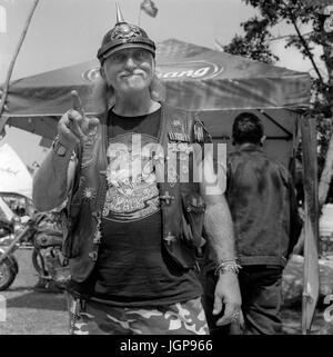 Black and white portrait of a German biker. black and white photography. Stock Photo