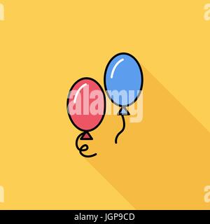 Ballon icon. Flat vector related icon with long shadow for web and mobile applications. It can be used as - logo, pictogram, icon, infographic element Stock Vector