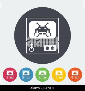 Amusement arcade game machine icon set vector flat isometric ...