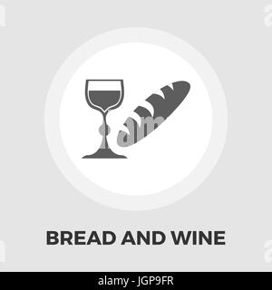 Bread and wine icon vector. Flat icon isolated on the white background. Editable EPS file. Vector illustration. Stock Vector