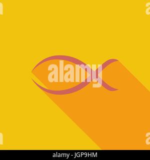 Fish single icon. Flat vector related icon with long shadow for web and mobile applications. It can be used as - logo, pictogram, icon, infographic el Stock Vector