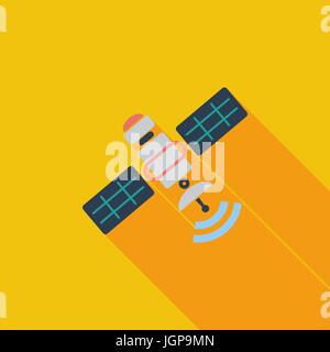 Satellite icon. Flat vector related icon with long shadow for web and mobile applications. It can be used as - logo, pictogram, icon, infographic elem Stock Vector