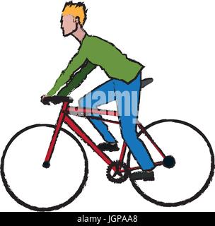 man wear glasses riding bicycle transport vector illustration Stock Vector