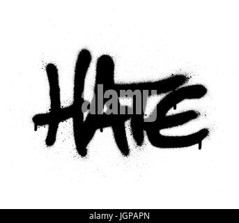 graffiti sprayed hate word in black on white Stock Vector
