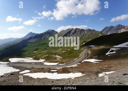 Scenic alpine mountain road in Alpes, France. Stock Photo