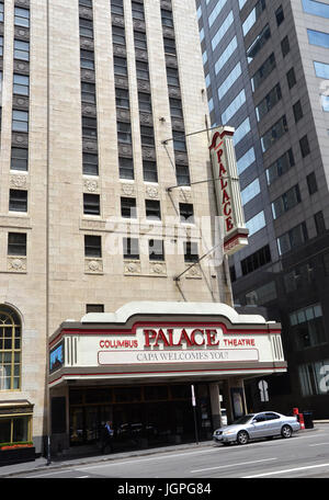 COLUMBUS, OH - JUNE 28: The Palace Theater in Columbus, Ohio is shown on June 28, 2017.  It is part of the Leveque tower. Stock Photo