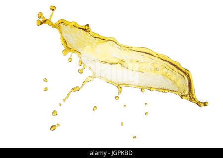 flying beautiful engine oil isolated over white background and many drops Stock Photo