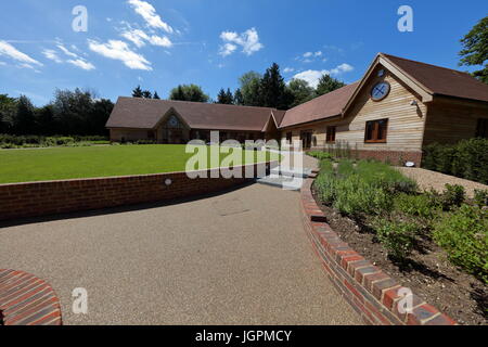 The local Church hall newly constructed in the rural village of Sonning near to the River Thames in a picturesque village community. Stock Photo