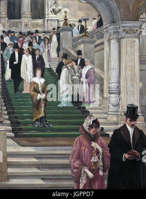 VIENNA OPERA HOUSE  Leaving after a performance painted by Robert Schiff in 1900 Stock Photo