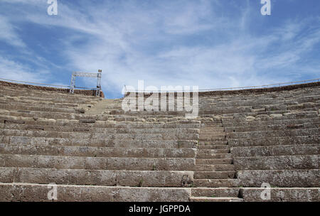 OSTIA ANTCA, ITALY -  JULY  2, 2017: Ancient Roman Theater in Ostia town built on both the sea and the Tiber river near Rome, this special position de Stock Photo