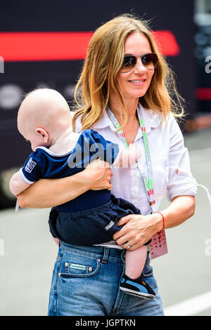 Spielberg, Austria. 09th July, 2017. Former British singer and former member of girl band Spice Girls Geri Halliwell is seen prior to the F1 Austrian Grand Prix race at the Red Bull Ring in Spielberg, Austria on July 9, 2017. Credit: Jure Makovec/Alamy Live News Stock Photo