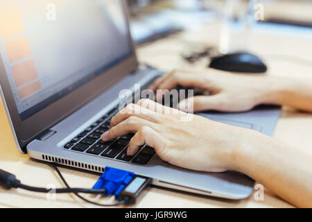 Working with laptop Stock Photo
