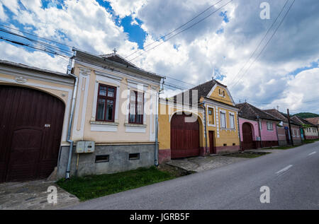 Small village of Sibiel famous from traditional Transylvanian Saxons architecture, Saliste commune in Transylvania region in Romania Stock Photo