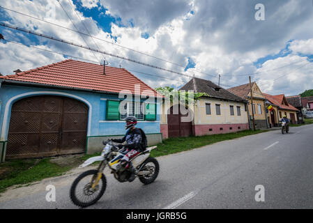 Small village of Sibiel famous from traditional Transylvanian Saxons architecture, Saliste commune in Transylvania region in Romania Stock Photo