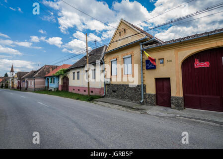 Small village of Sibiel famous from traditional Transylvanian Saxons architecture, Saliste commune in Transylvania region in Romania Stock Photo