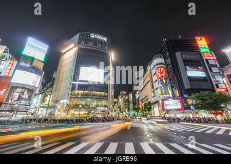 Shibuya crossing traffic lights Stock Photo