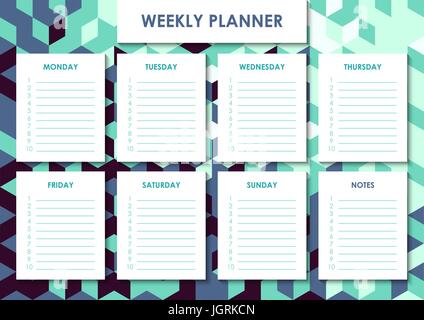 Weekly planner design Stock Vector
