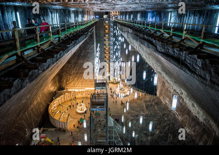 View on amusement park in Rudolf mine hall of Salina Turda salt mine located in the Durgau-Valea Sarata area of Turda city, Cluj County in Romania Stock Photo