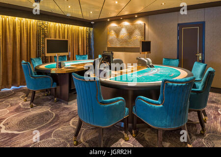 Private casino. Genting Dream Cruise Ship, NA, China. Architect: SMC Design, 2016. Stock Photo