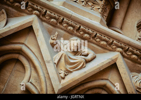 Intricate details that adorn the outside of Cathédrale Saint Étienne de Metz in the old city section of Metz. Stock Photo