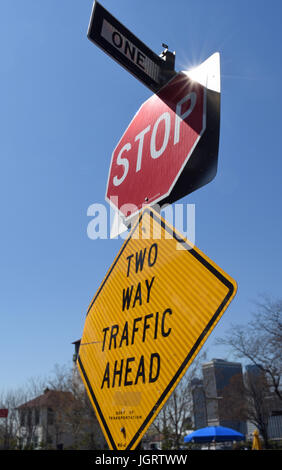 Traffic signs in New York Stock Photo