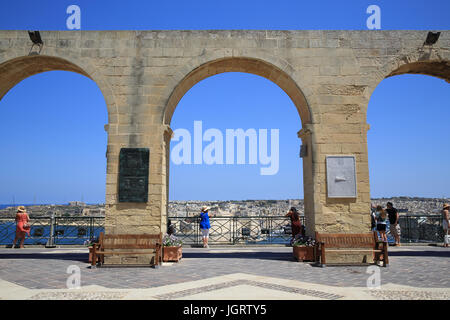 Upper Barracca Gardens, in Valletta, Malta, the Three Cities beyond Stock Photo