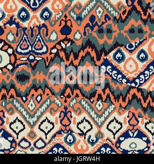 Ethnic bohemian arabesque pattern. Zigzag geometric retro abstract print. Tribal boho background vector illustration Stock Vector