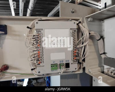 Industrial Controller. Controller in the boiler room for control and monitoring of parameters. Stock Photo