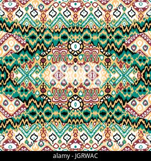 Ethnic bohemian arabesque pattern. Zigzag geometric retro abstract print. Tribal boho background vector illustration Stock Vector