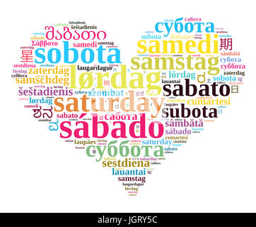 Word Saturday in different languages word cloud concept Stock Photo