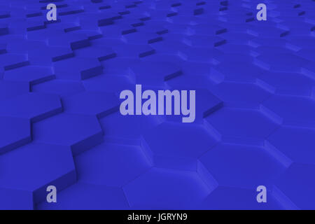 Blue monochrome hexagon tiles abstract background Stock Photo