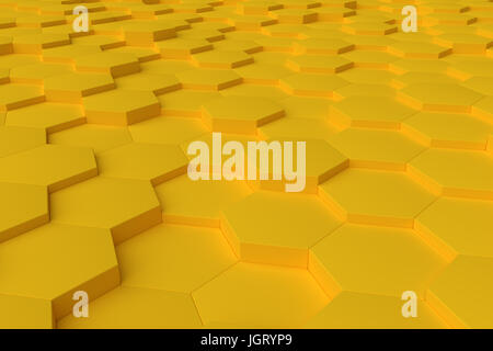 Yellow monochrome hexagon tiles abstract background Stock Photo
