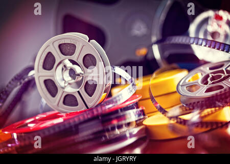 Vintage 8mm home movie projector and film cans isolated on white Stock  Photo - Alamy