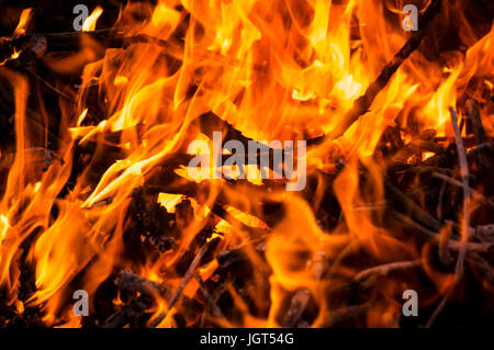 blaze fire flame texture background. a fire in the dark Stock Photo