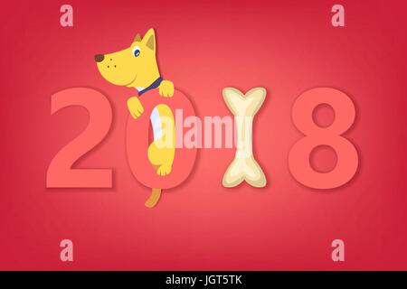 Dog China 2018 year banner concept, cartoon style Stock Vector
