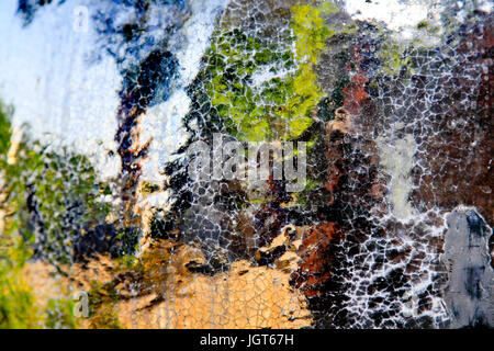 defocused outdoors Abstract photographed through wet glass