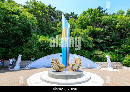 Jun 21, 2017 The Sculpture and sea of Taejongdae park in Busan, Korea Stock Photo