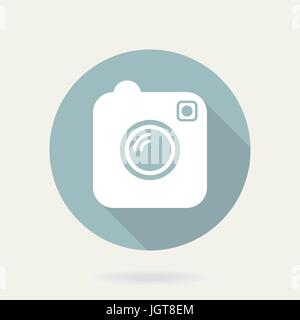 Camera Vector Flat Icon With Long Shadow Stock Vector
