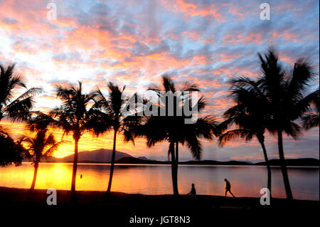 View of a beach at Noumea, New Caledonia during sunset Stock Photo