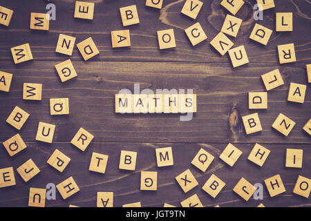 Maths word wood block on table for business concept. Stock Photo