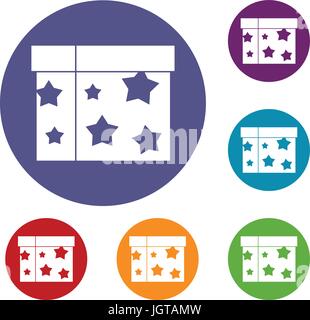 Box magician icons set Stock Vector